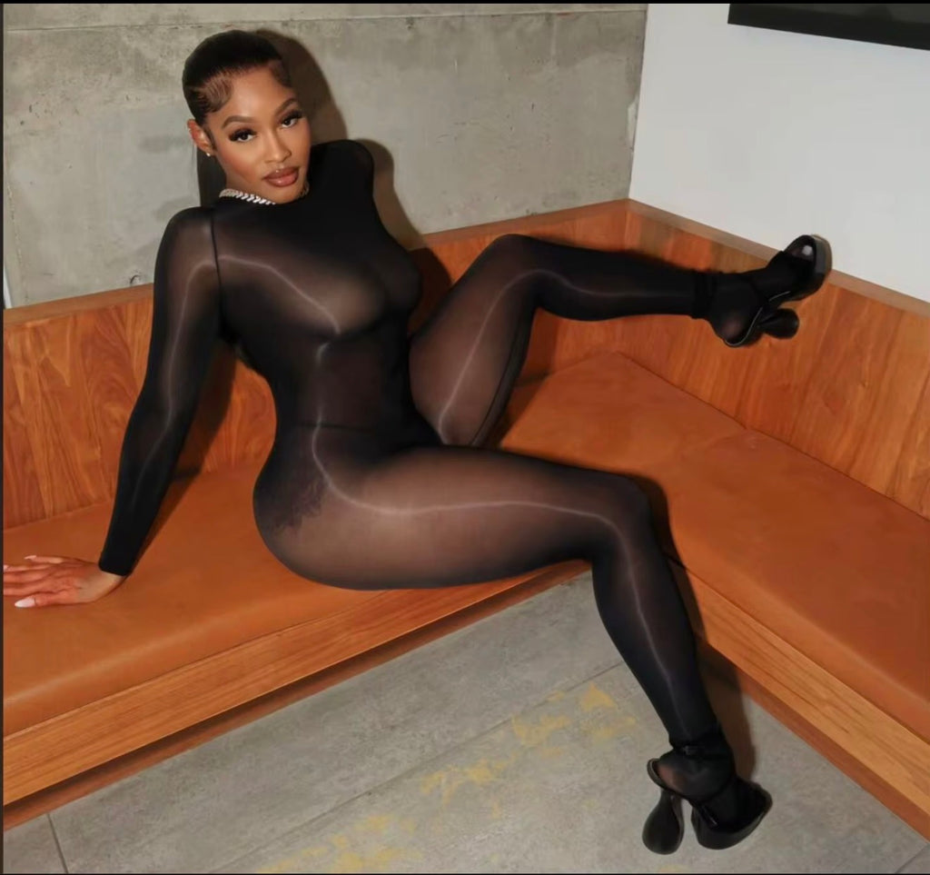 Show girl -shiny sheer jumpsuit